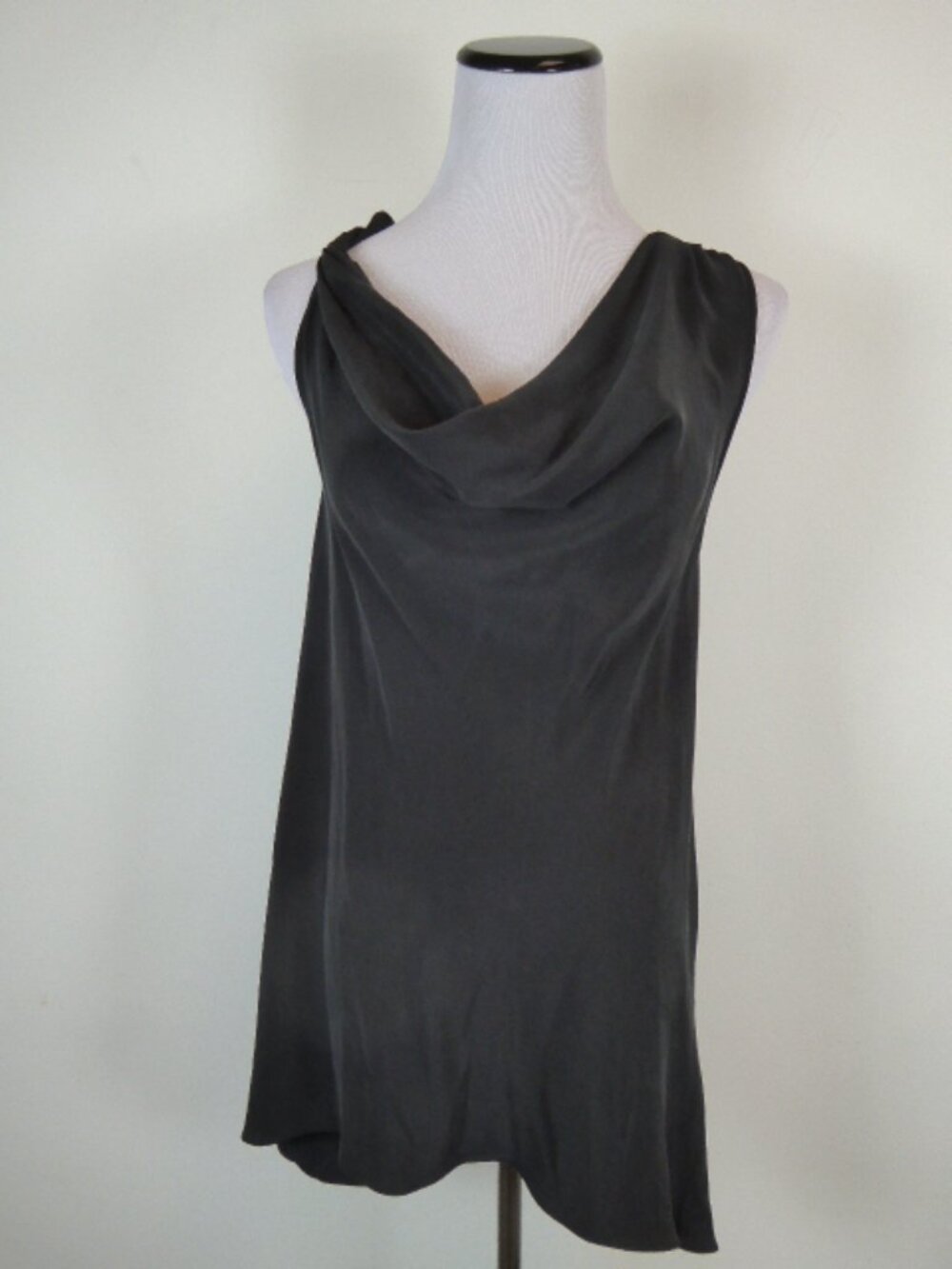 MADISON MARCUS black drape racer back sleeveless SILK TOP S